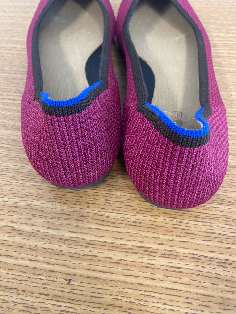 Seychelles Pointed Knit Ballet Flats in Magenta with Black Trim - Picture 7 of 11